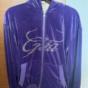 Purple zip up hoodie with rhinestones